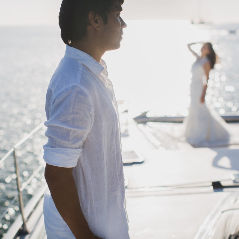a man standing on a boat
